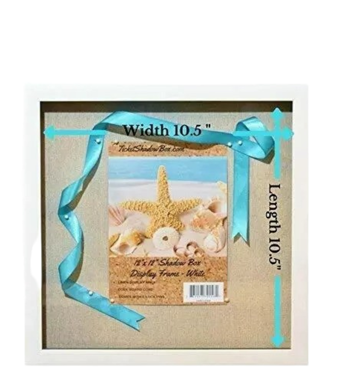 (2-Pack) 12x12" White Display Shadow Box Frame 8 Push Pins a Linen Background
